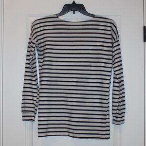 Black and White Cotton Striped Top Size Medium